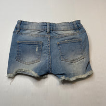 Load image into Gallery viewer, Girls Cotton On, distressed stretch denim shorts, adjustable, GUC, size 4,  