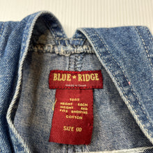 Load image into Gallery viewer, Boys BLUE RIDGE, embroidered denim overalls / dungarees, EUC, size 00,  