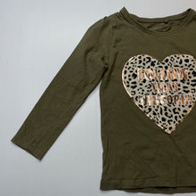 Load image into Gallery viewer, Girls Favourites, khaki cotton long sleeve top, unicorn, GUC, size 4,  