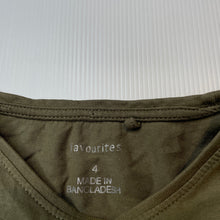 Load image into Gallery viewer, Girls Favourites, khaki cotton long sleeve top, unicorn, GUC, size 4,  