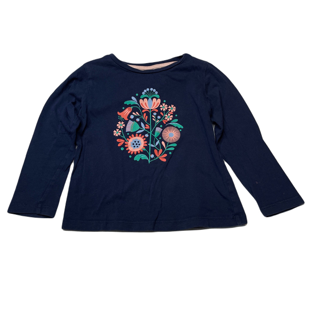 Girls Target, navy cotton long sleeve top, flowers, GUC, size 3,  