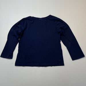 Girls Target, navy cotton long sleeve top, flowers, GUC, size 3,  