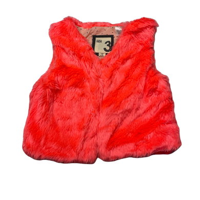 Girls Cotton On, cotton lined fluoro faux fur vest, GUC, size 3,  