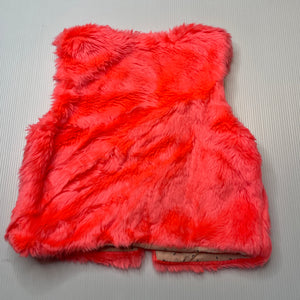 Girls Cotton On, cotton lined fluoro faux fur vest, GUC, size 3,  