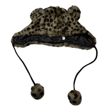 Load image into Gallery viewer, Girls lined, faux fur animal print hat, GUC, size 4-6,  