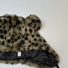Load image into Gallery viewer, Girls lined, faux fur animal print hat, GUC, size 4-6,  