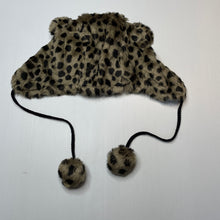 Load image into Gallery viewer, Girls lined, faux fur animal print hat, GUC, size 4-6,  