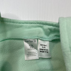 Girls Carters, mint fleece overalls dress / pinafore, dogs, GUC, size 1, L: 44cm