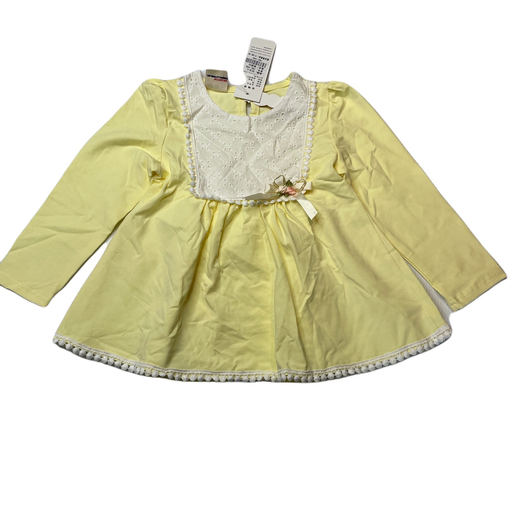 Girls YIBEIER, lemon long sleeve top, no size, armpit to armpit: 26cm, shoulder to cuff: 33cm, NEW, size 2-3,  