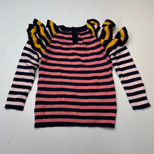 Load image into Gallery viewer, Girls Seed, striped knitted cotton ruffle sweater, EUC, size 2,  