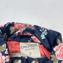 Load image into Gallery viewer, Girls Emerson, navy floral puffer vest / jacket, GUC, size 3,  