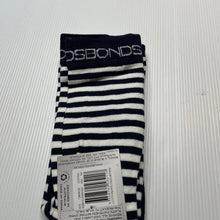 Load image into Gallery viewer, unisex Bonds, navy stripe cotton blend crawler leggings, NEW, size 0-1,  