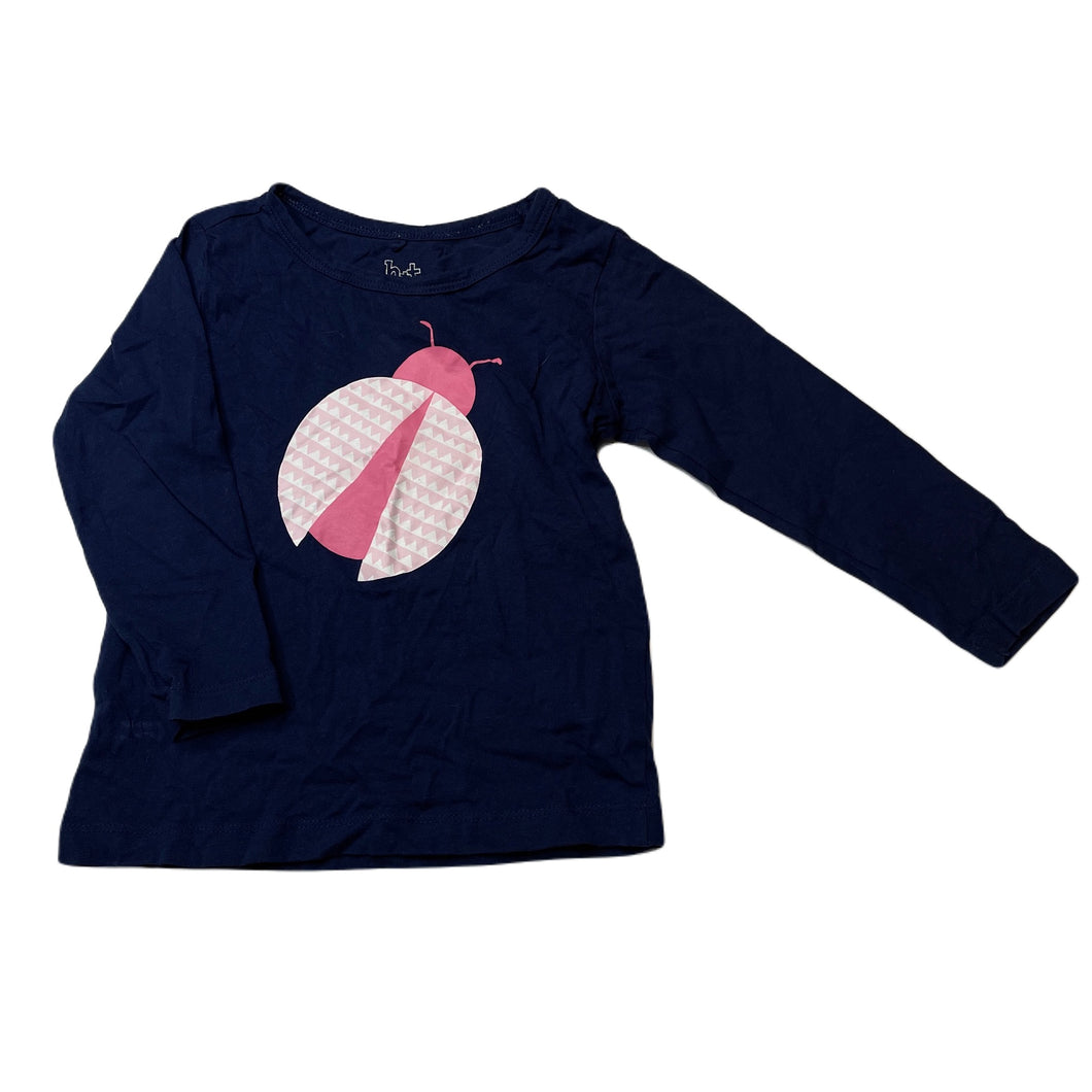 Girls H&T, navy cotton long sleeve top, ladybird, GUC, size 3,  