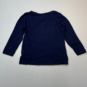 Girls H&T, navy cotton long sleeve top, ladybird, GUC, size 3,  