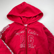 Load image into Gallery viewer, Girls Mango, red fleece lined zip hoodie sweater, FUC, size 2,  