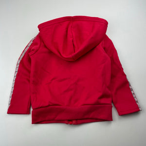 Girls Mango, red fleece lined zip hoodie sweater, FUC, size 2,  