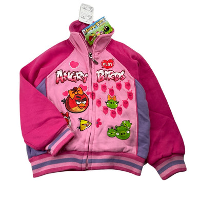 Girls ANGRY BIRDS, fleece lined zip up sweater, NEW, size 3,  