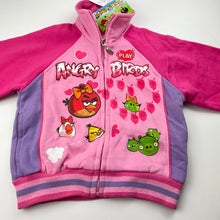 Load image into Gallery viewer, Girls ANGRY BIRDS, fleece lined zip up sweater, NEW, size 3,  