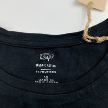 Load image into Gallery viewer, Girls Favourites, black organic cotton long sleeve top, NEW, size 12,  