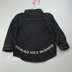 Boys T&G, dark denim long sleeve shirt, NEW, size 3,  