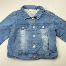 Load image into Gallery viewer, Girls Target, stretch knit denim jacket, poppers, cats, GUC, size 5,  