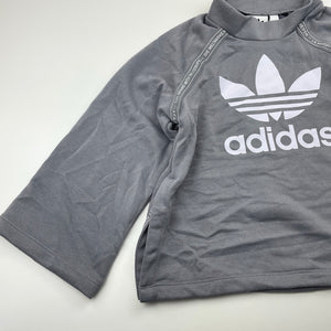 Girls Adidas, grey cropped sleeve sweater/jumper, armpit to cuff: 32cm, EUC, size 8-9,  