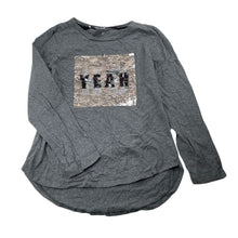 Load image into Gallery viewer, Girls Target, grey cotton flip sequin long sleeve top, GUC, size 9,  
