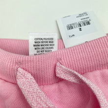Load image into Gallery viewer, Girls Target, pink fleece lined track pants, elasticated, Inside leg: 32cm, NEW, size 2,  