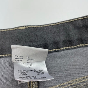 Girls Emerson, grey stretch denim pants, adjustable, Inside leg: 71.5cm, NEW, size 14,  