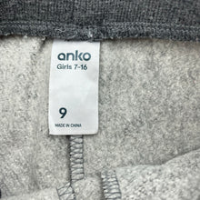 Load image into Gallery viewer, Girls Anko, grey fleece lined track pants, Inside leg: 55.5cm, FUC, size 9,  