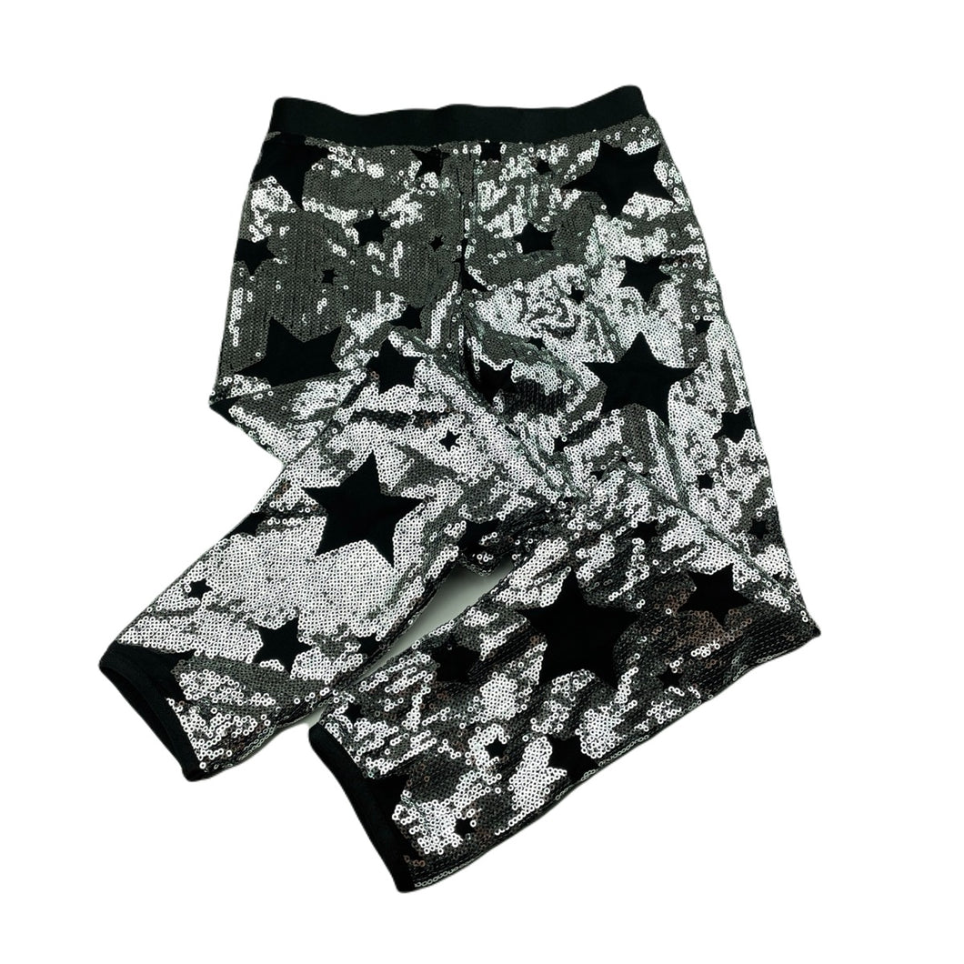 Girls Mango, black & silver sequin dance pants, Inside leg: 45.5cm, EUC, size 5,  
