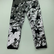 Load image into Gallery viewer, Girls Mango, black &amp; silver sequin dance pants, Inside leg: 45.5cm, EUC, size 5,  