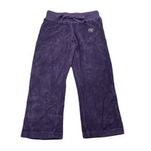 Load image into Gallery viewer, Girls Kids Stuff, purple velour pants, elasticated, Inside leg: 36.5cm, EUC, size 3,  