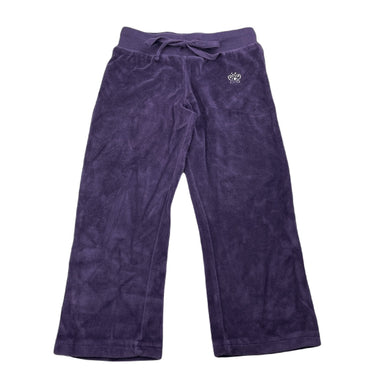 Girls Kids Stuff, purple velour pants, elasticated, Inside leg: 36.5cm, EUC, size 3,  