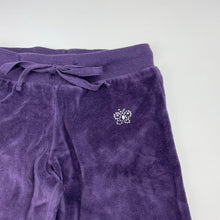 Load image into Gallery viewer, Girls Kids Stuff, purple velour pants, elasticated, Inside leg: 36.5cm, EUC, size 3,  