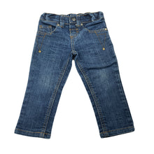 Load image into Gallery viewer, Boys H&amp;T, blue stretch denim jeans, adjustable, Inside leg: 29cm, GUC, size 1,  