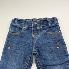 Load image into Gallery viewer, Boys H&amp;T, blue stretch denim jeans, adjustable, Inside leg: 29cm, GUC, size 1,  