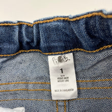 Load image into Gallery viewer, Boys H&amp;T, blue stretch denim jeans, adjustable, Inside leg: 29cm, GUC, size 1,  
