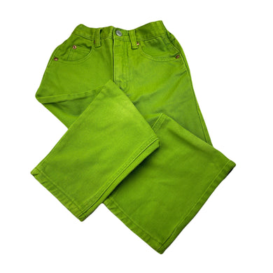 Boys Adams, green denim pants, elasticated, Inside leg: 42,5cm, GUC, size 6,  