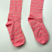 Load image into Gallery viewer, Girls B Collection, pink &amp; gold stripe stockings, EUC, size 11-14,  