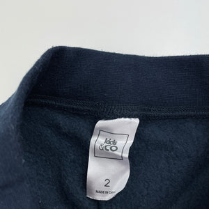 Girls Kids & Co, navy fleece lined track pants, Inside leg: 31.5cm, GUC, size 2,  