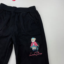 Load image into Gallery viewer, Girls Love Q Bear, embroidered fleece lined track pants, Inside leg: 47cm, NEW, size 6,  