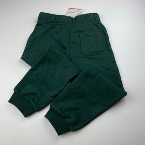 unisex Target, green fleece lined school track pants, Inside leg: 42.5cm, NEW, size 3-4,  