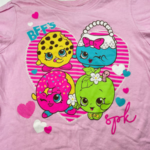 Girls Shopkins, pink cotton t-shirt / top, FUC, size 5,  