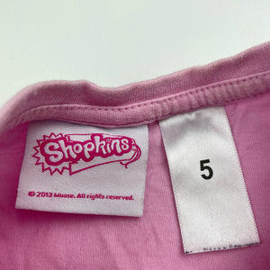 Girls Shopkins, pink cotton t-shirt / top, FUC, size 5,  