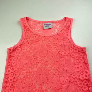 Girls Mango, pink lace sleeveless top, EUC, size 12,  