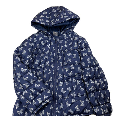 Girls H&T, navy jacket / coat, butterflies, GUC, size 6,  