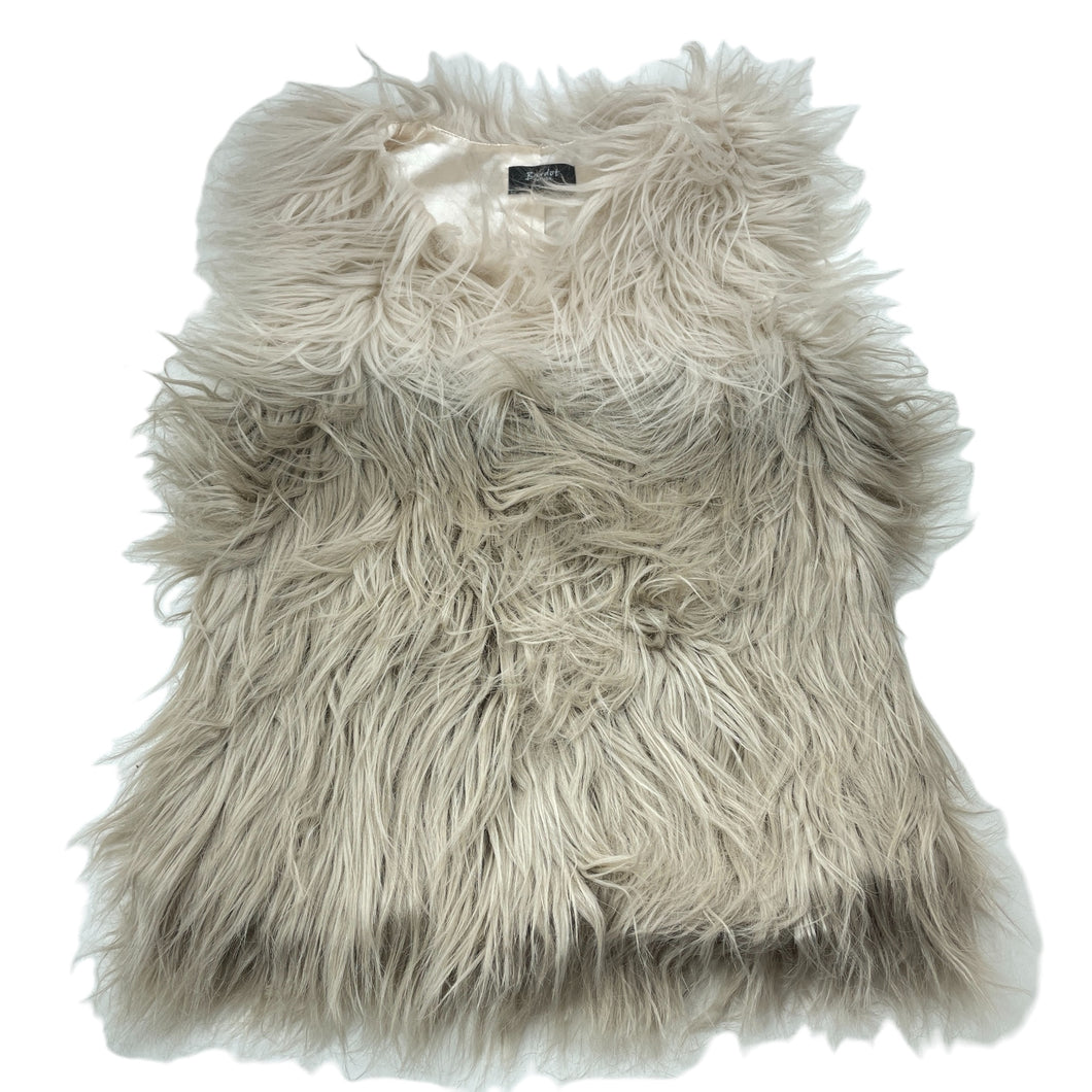 Girls Bardot Junior, lined faux fur vest / jacket, 4 hook fastening, EUC, size 10,  