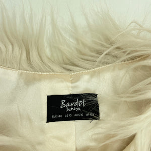 Girls Bardot Junior, lined faux fur vest / jacket, 4 hook fastening, EUC, size 10,  
