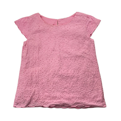 Girls pink, lined broderie cotton top, no labels, armpit to armpit: 29.5cm, GUC, size 3-4,  